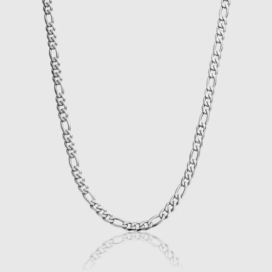 5mm Figaro Chain - White Gold
