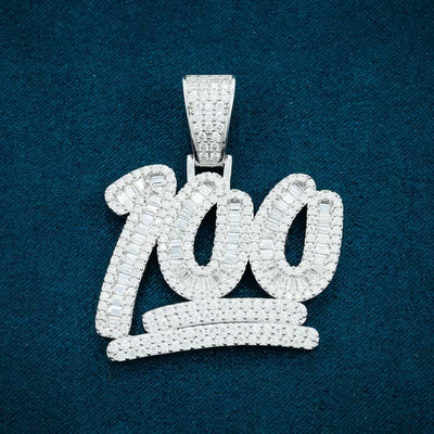Moissanite 100 Emoji Pendant - Vermeil Gold