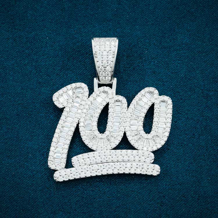 Moissanite 100 Emoji Pendant - Vermeil Gold
