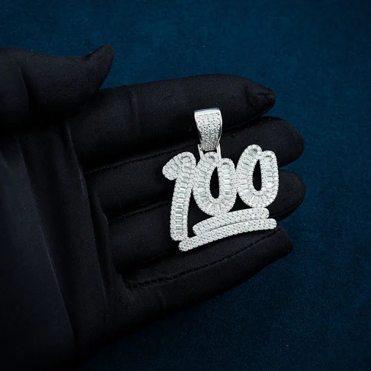 Moissanite 100 Emoji Pendant - Vermeil Gold