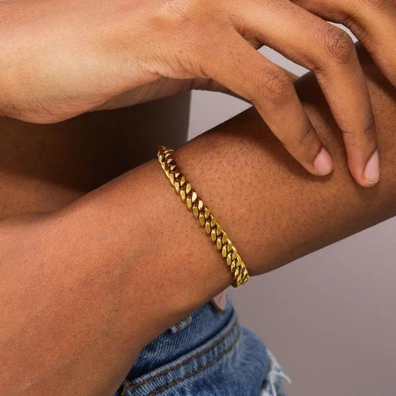 5MM CUBAN BRACELET - Gold