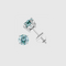 BLUE ROUND 1CT EARRINGS - White Gold Vermeil